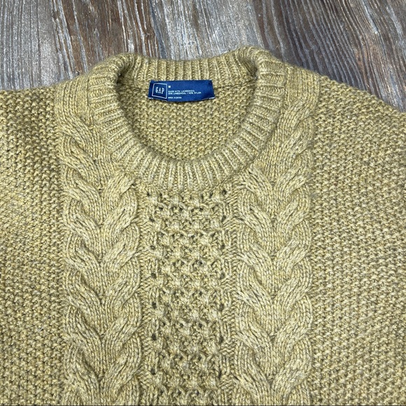 GAP Marl Chunky CA Moss Lambswool Knitted Sweater Size M - Picture 2 of 13